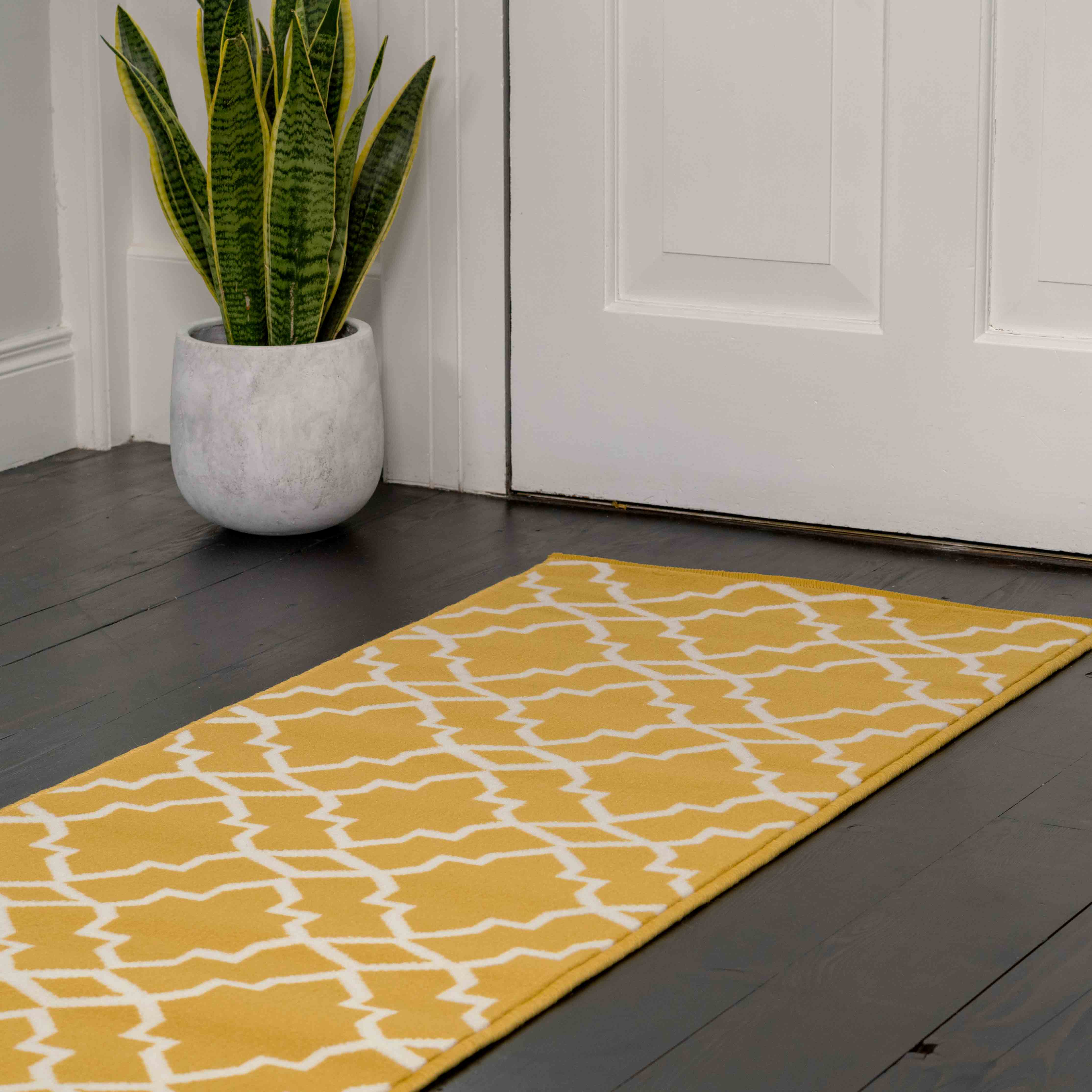 Yellow Trellis Living Room Area Rug - Image 3