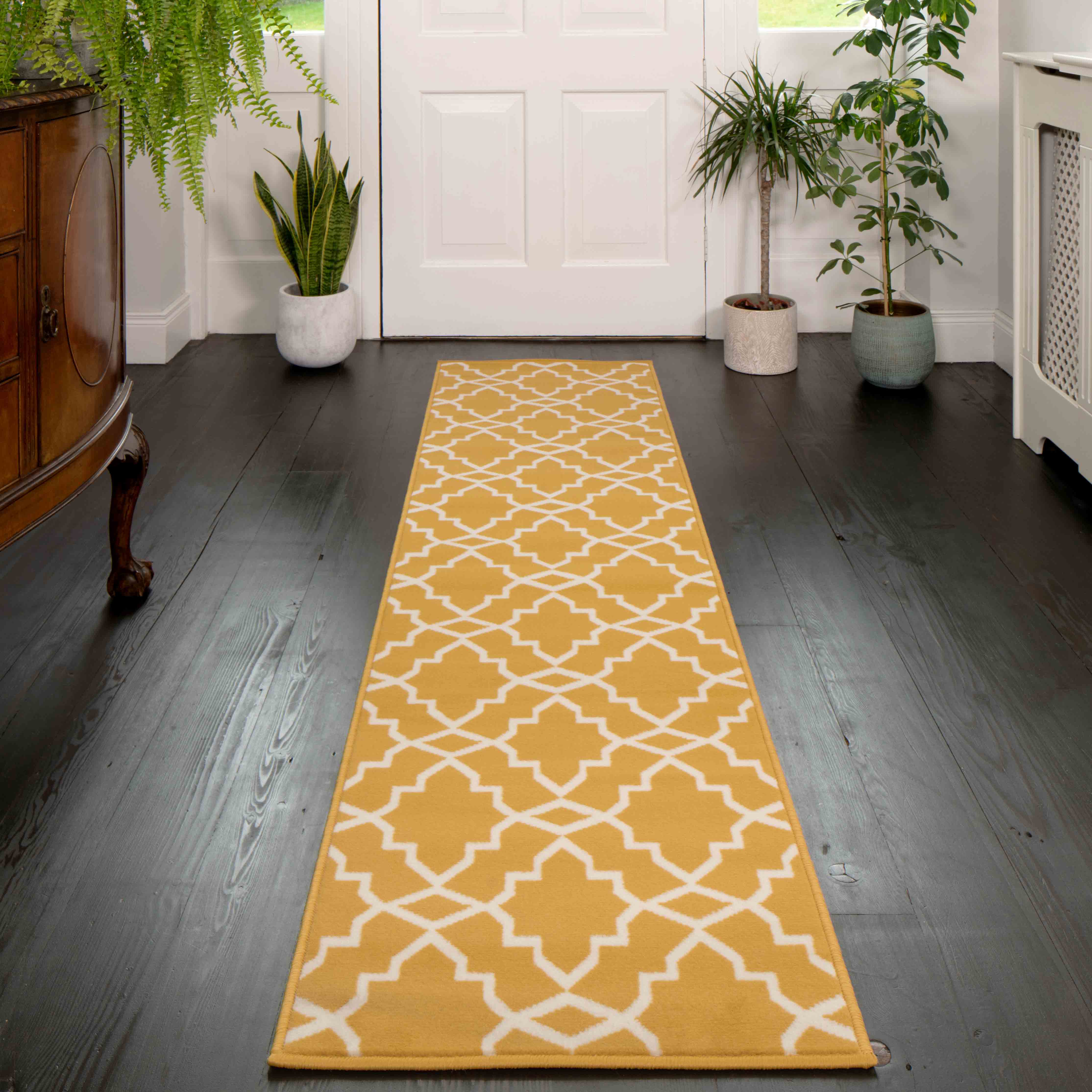 Yellow Trellis Living Room Area Rug - Image 4